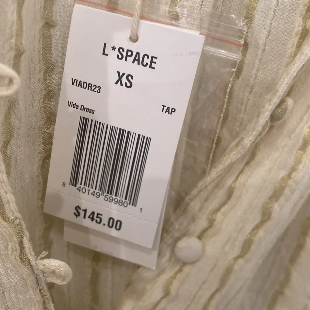 L*space VIDA DRESS in Gold Coast yarn-dye stripe print Size XS NWT swim coverup